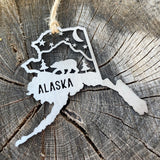 Alaska State Bear Scene Metal Ornament