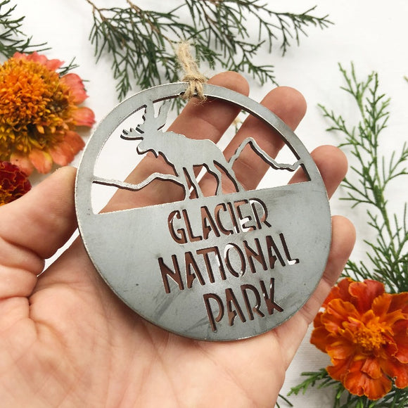 Glacier National Park Round Metal Ornament