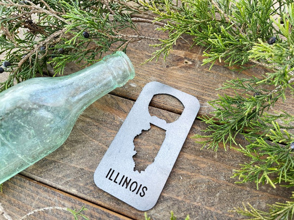 Illinois State Rectangle Metal Bottle Opener