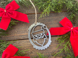Santa Head Raw Steel Christmas Ornament