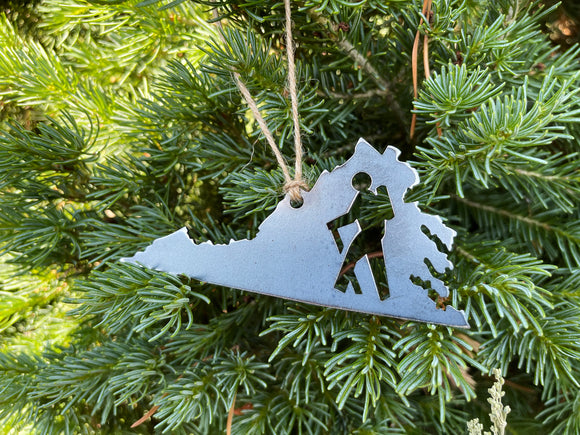Virginia State Metal Ornament with Hikers