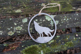 Wolf Howling at the Moon Metal Ornament