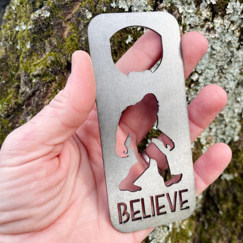 Bigfoot Yeti Sasquatch Rustic Raw Steel Rectangle Bottle Opener – BE  Creations and Designs