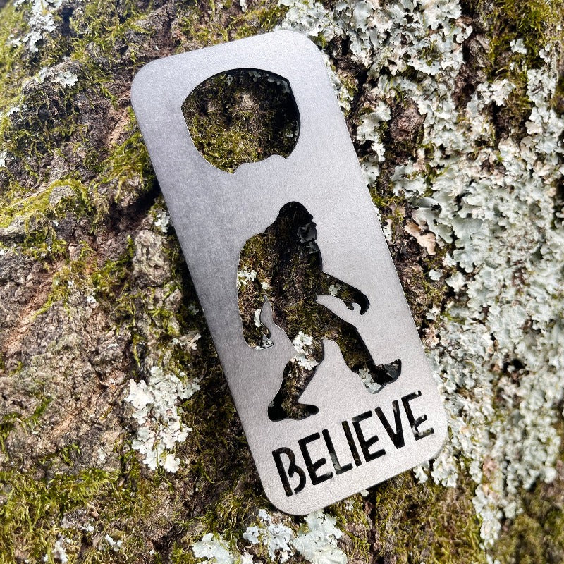 Bigfoot Yeti Sasquatch Rustic Raw Steel Rectangle Bottle Opener – BE  Creations and Designs