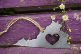 Virginia State Metal Ornament with Heart