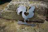 Rooster Metal Ornament with Heart