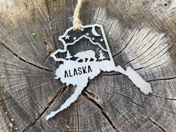 Alaska State Scenic Bear Mountain Raw Steel Ornament