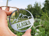 Alaska Mountain Raw Steel Metal Ornament