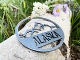 Alaska Mountain Raw Steel Metal Ornament