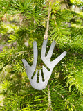 Alien Hand with Human Hand Raw Steel Ornament