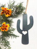 Saguaro Cactus Metal Ornament with Heart