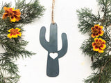 Saguaro Cactus Metal Ornament with Heart