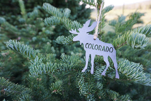 Colorado Moose Rustic Raw Steel Ornament