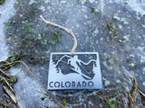 Colorado State Ski Ornament made from Raw Steel