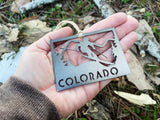 Colorado State Ski Ornament made from Raw Steel