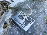 Colorado State Ski Ornament made from Raw Steel