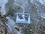 Colorado State Ski Ornament made from Raw Steel