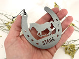 Horse Shoe Lucky Horse Customizable Heirloom Ornament Made from Raw Steel