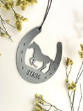 Horse Shoe Lucky Horse Customizable Heirloom Ornament Made from Raw Steel