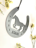 Horse Shoe Lucky Horse Customizable Heirloom Ornament Made from Raw Steel