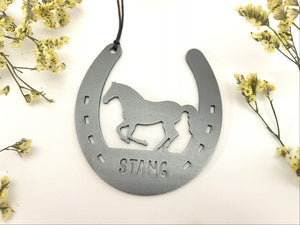 Horse Shoe Lucky Horse Customizable Heirloom Ornament Made from Raw Steel