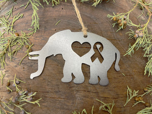 Elephant Ribbon Ornament made from raw steel