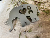 Elephant Ribbon Ornament made from raw steel