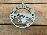 Glacier Bay National Park Raw Steel WHALE Ornament Alaska