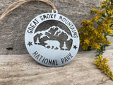 Great Smoky Mountains National Park Raw Steel BEAR Ornament North Carolina Tennessee