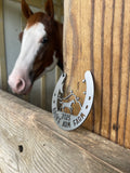 Horse Shoe Mountain Scene Customizable Heirloom Ornament Made from Raw Steel Barn Gift Pet Loss
