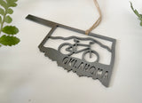 Oklahoma State Mountain Bike Raw Steel Metal Ornament