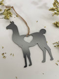Llama Metal Ornament made from Raw Steel