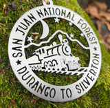 San Juan National Forest Durango to Silverton Train Ornament 3.5"