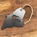 Maine Eclipse Totality 2024 Commemorative Metal Ornament Made from Raw Steel Anniversary Gift Rustic Cabin Christmas
