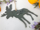 Maine Moose Rustic Raw Steel Ornament