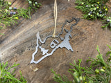 Michigan Upper Peninsula Camper Scene Metal Ornament Made from Raw Steel