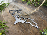 Michigan Upper Peninsula Camper Scene Metal Ornament Made from Raw Steel