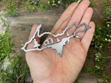 Michigan Upper Peninsula Camper Scene Metal Ornament Made from Raw Steel