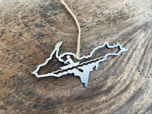 Michigan Upper Peninsula Kayaker Scene Metal Ornament Made from Raw Steel