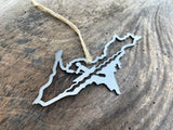 Michigan Upper Peninsula Kayaker Scene Metal Ornament Made from Raw Steel