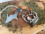 Michigan State Yeti Bigfoot Sasquatch Metal Ornament made from Raw Steel