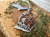 Michigan State Yeti Bigfoot Sasquatch Metal Ornament made from Raw Steel