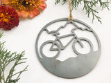 Mountain Bicking Ornament made from Raw Steel