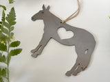 Mule Ornament with Heart made from Raw Steel