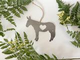 Mule Ornament with Heart made from Raw Steel
