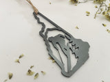 New Hampshire State Ski Metal Ornament made from Rustic Raw Steel