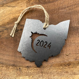 Ohio Eclipse Totality 2024 Commemorative Metal Ornament Made from Raw Steel Anniversary Gift Rustic Cabin Christmas