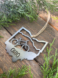 Ohio State Mountain Bike Metal Ornament made from Raw Steel