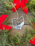 Ohio State Mountain Bike Metal Ornament made from Raw Steel