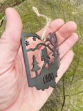 Ohio State Yeti Bigfoot Sasquatch Metal Ornament made from Raw Steel